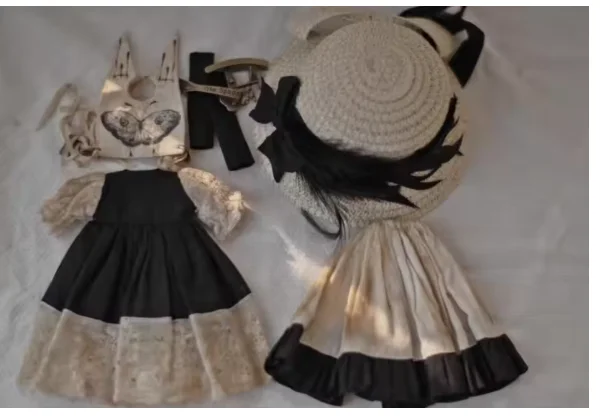 

5 шт. 2024 лесной ретро-стиль, чайная окрашенная одежда Blythe, наряд для куклы blythe, 30 см, BJD, аниме для девочек (подходит для Pullip, Ob22/24/26, Licca)