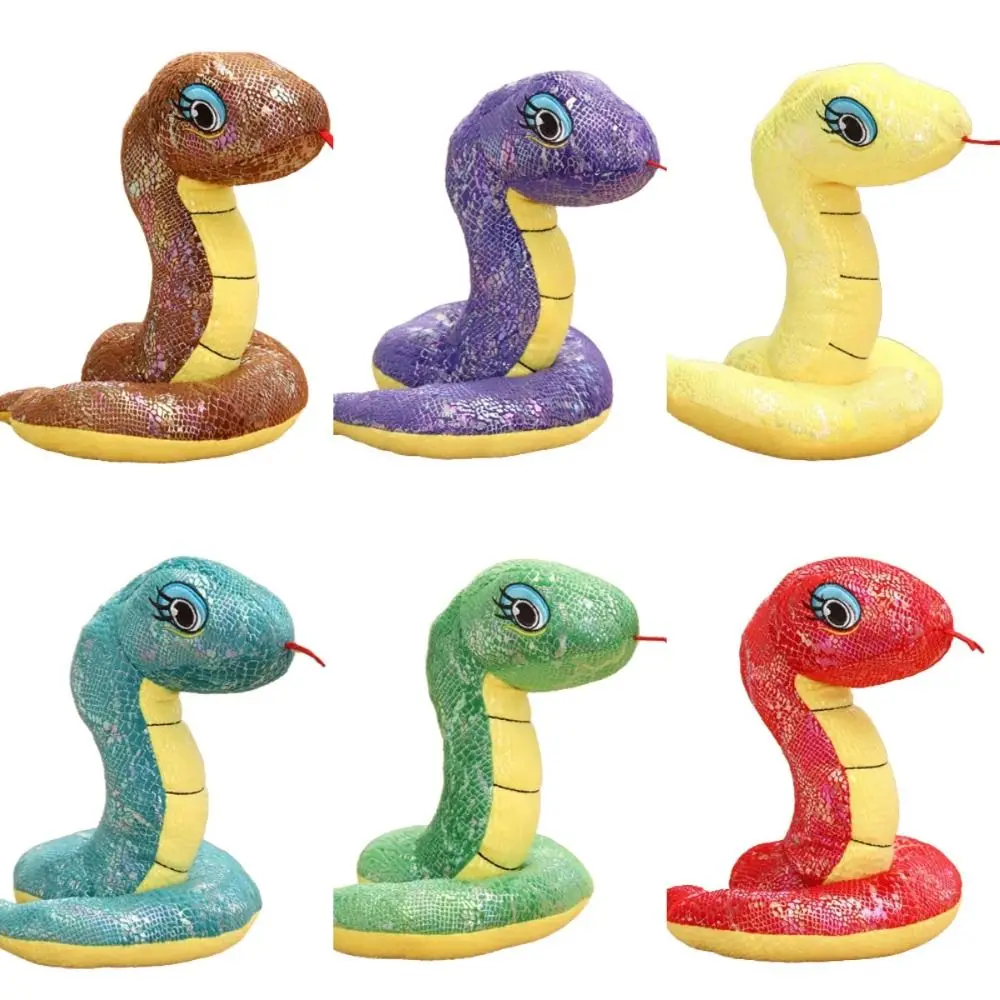 Sequin Fabric Year Of The Snake Plush Toys Chinese Simulated Snake Year Mascot Doll Stuffed Animal Sequined Snake doll