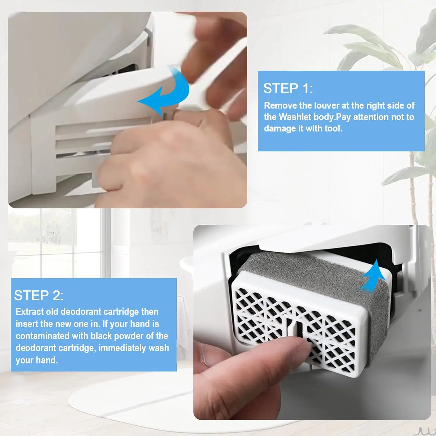 Air Purifier Filter for toto THU9476 and For washlet Models C100 C200 S300e S350e Compact 5.7x3.3x3.3cm Neutralizing