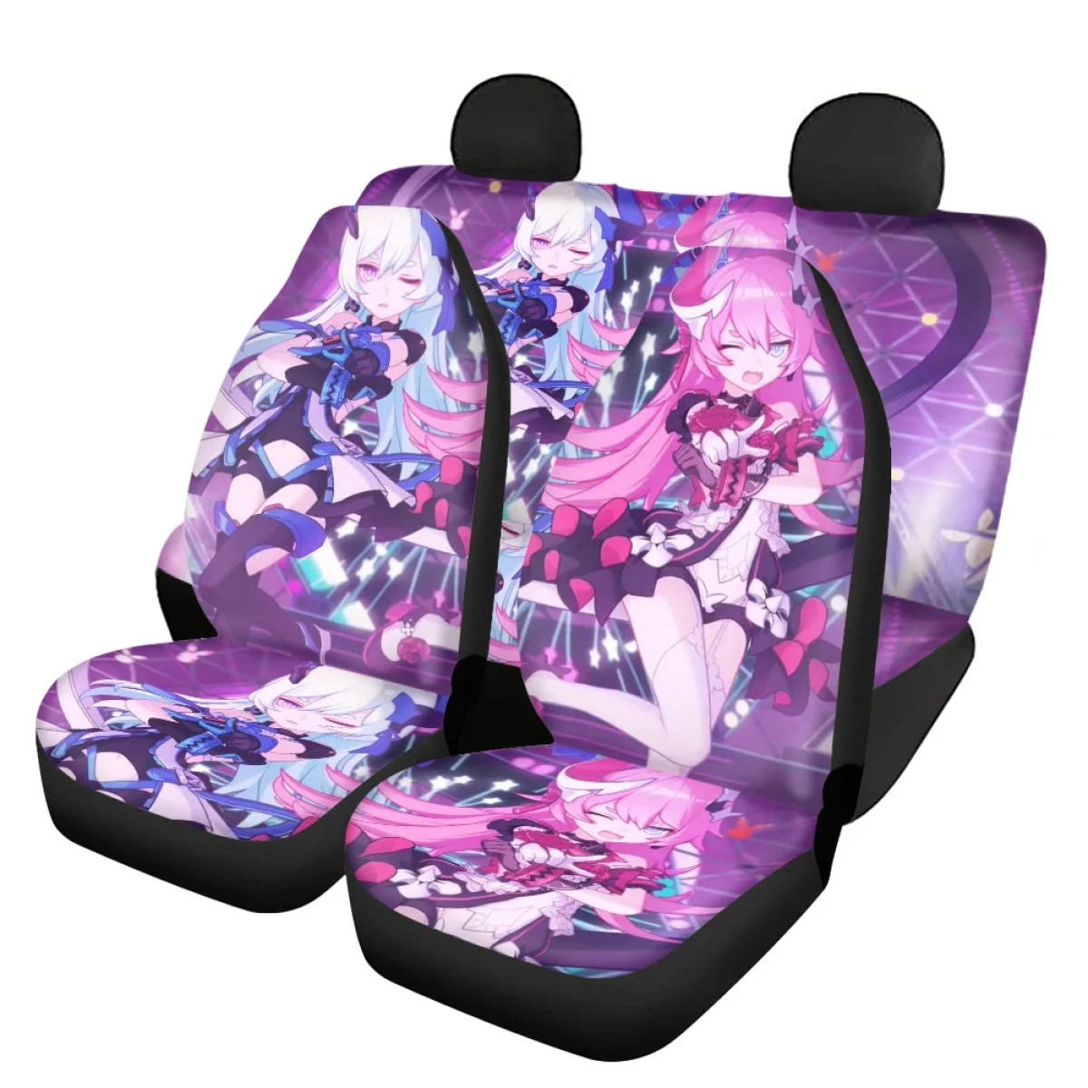 Rozaliya and Liliya Anime Pattern Front/Back Car Seat Covers Full Set Vehicle Seat Protect Interior Seat Covers Fit Most of SUV