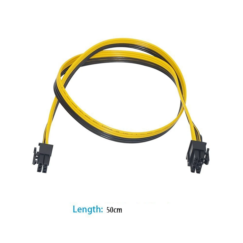 20Pcs 6 Pin PCI-E To 8 Pin (6+2) PCI-E (Male To Male) GPU Power Cable 50Cm For Graphic Cards Server Breakout Board