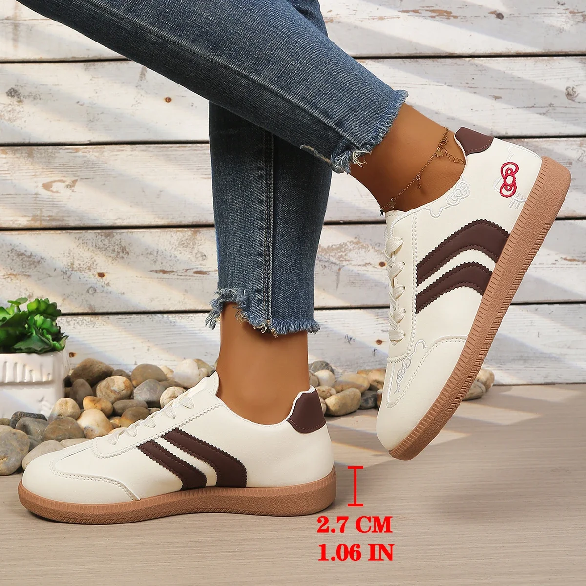 Koreanischer Stickerei-Stil 2026 Neue Damen-Trainingsschuhe, Vielseitige Casual-Sport-Ultra-Leichte Flache Weiße Sneaker – Detail 9
