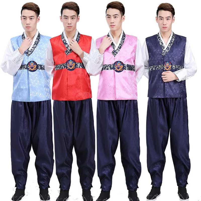 

Korean Hanbok Men's Ancient Costume Court Adult Minority Ethnic Style Stage Dance Wedding Performance