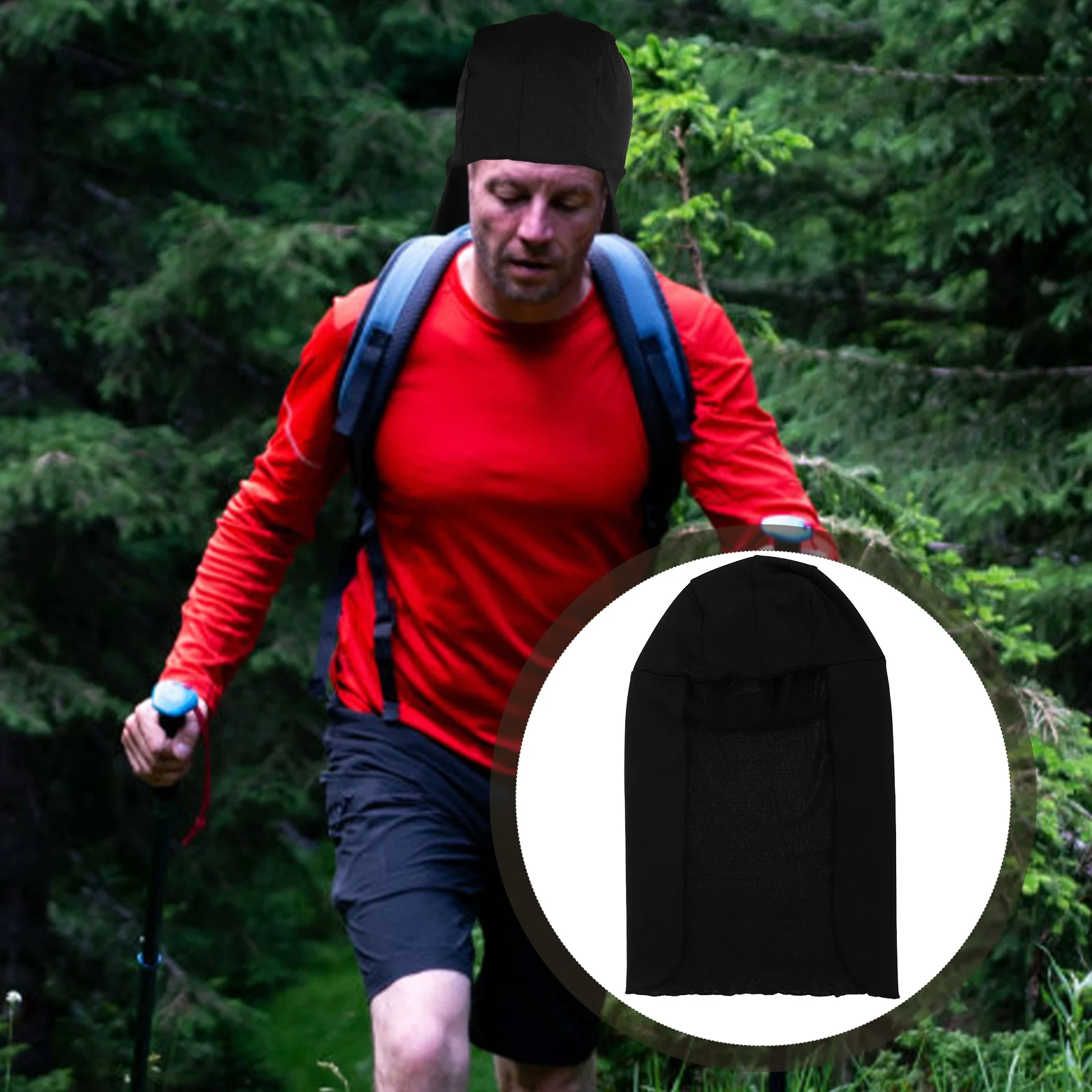 

2 Pcs Black Summer Outdoor Sports Long Tail Sun Hat UV Protection Neck Cover Breathable Turban Scarf for Cycling Hiking Fishing