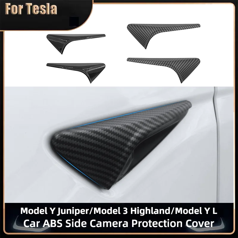 غطاء حماية للكاميرا الجانبية من Model Y Juniper لـ Tesla Model 3 Highland 2025 ملحقات السيارة غطاء حماية من ألياف الكربون ABS
