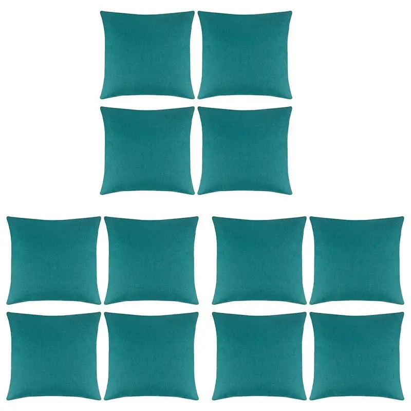 BHBD-Pack Of 12 Outdoor Waterproof Throw Pillow Covers Decorative Garden Cushion Cases Square Pillowcases 18 X 18 Inches
