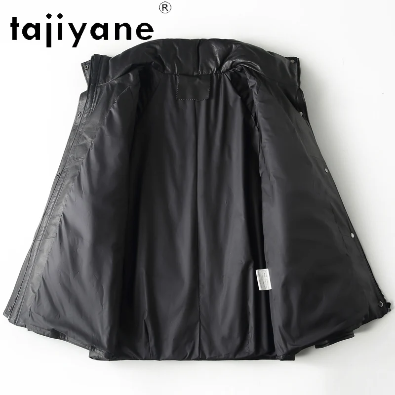 TAJIYANE 100% Skóra Owcza Kurtka Puchowa Damska Krótka Czarna Skórzana Kurtka Ciepłe Kurtki Puchowe Zimowe Ubrania Damskie 2025 코트