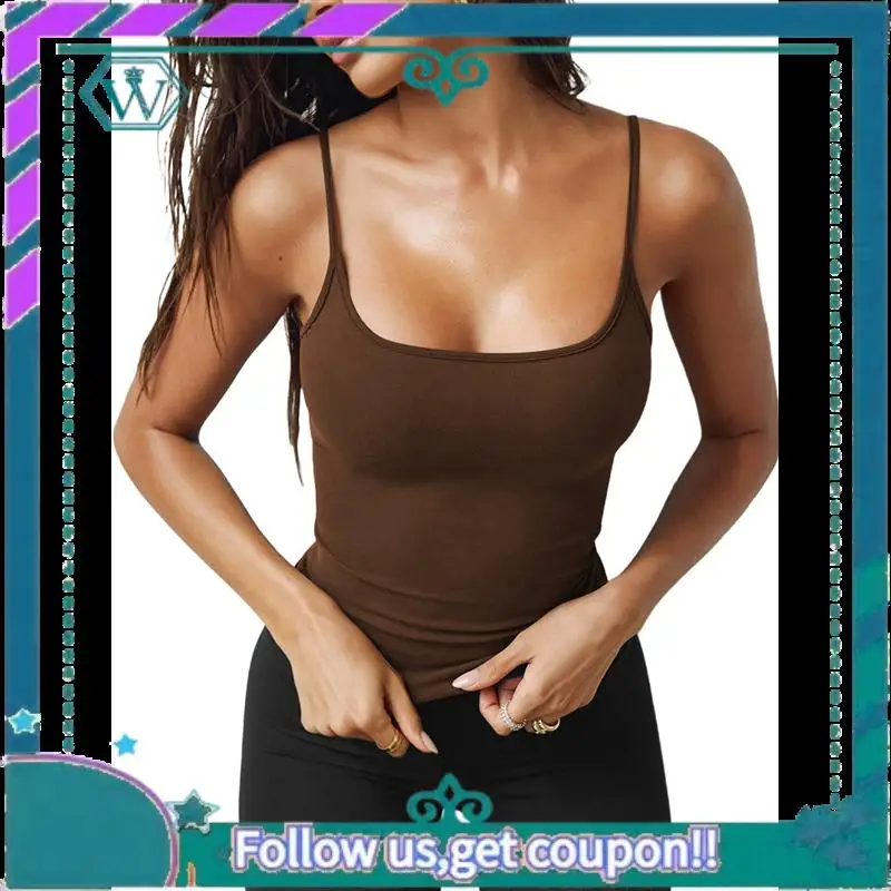 a09p-レディース-タンクトップ-スリムフィット-スパゲッティストラップ-タンクトップ-可愛い-夏-スクエアネック-ワークアウト-キャミソール-トップス