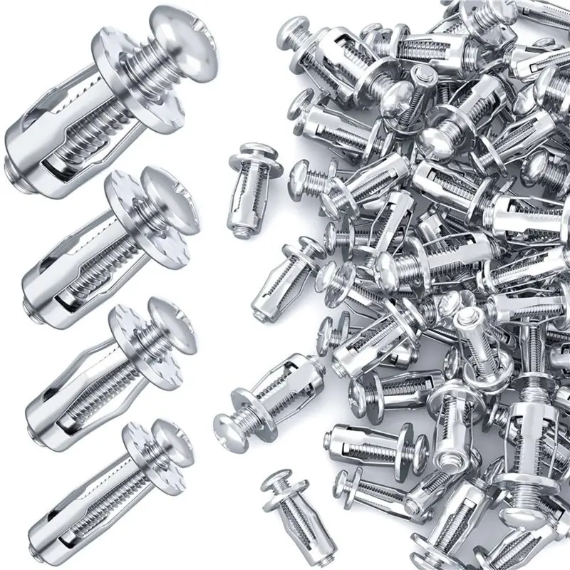 B69C 240Pcs M 4 M5 M6 M8 Petal Nuts,Expansion Screw Jack Nut,For Hollow Wall Iron Plastic Polywoodpressboard Hardboard Silver