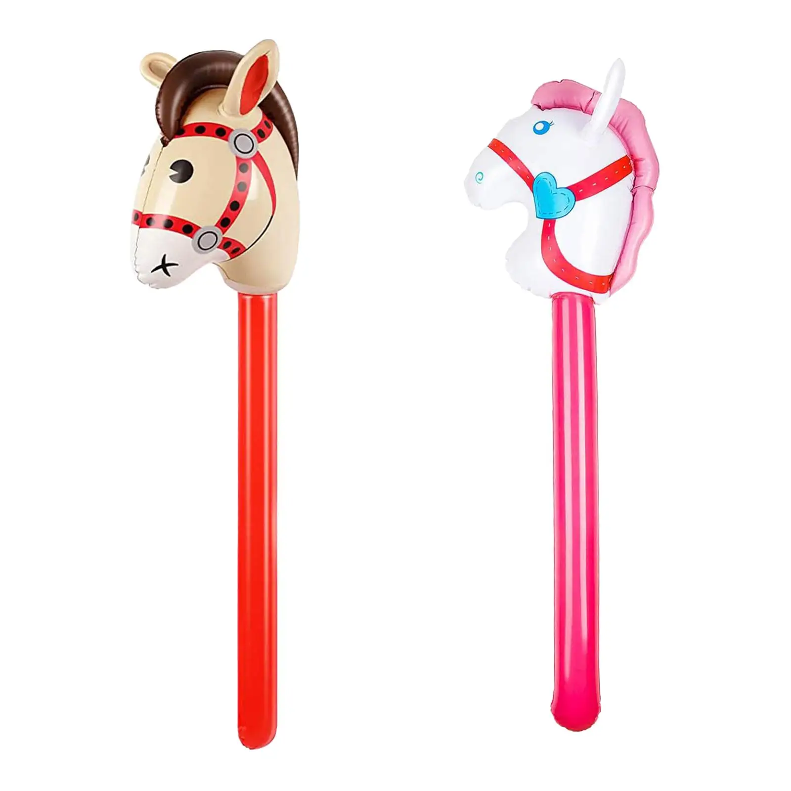 Inflatable Stick Horse Cute Blow up Pony Stick Stick Horse Toy for Cowboy Party