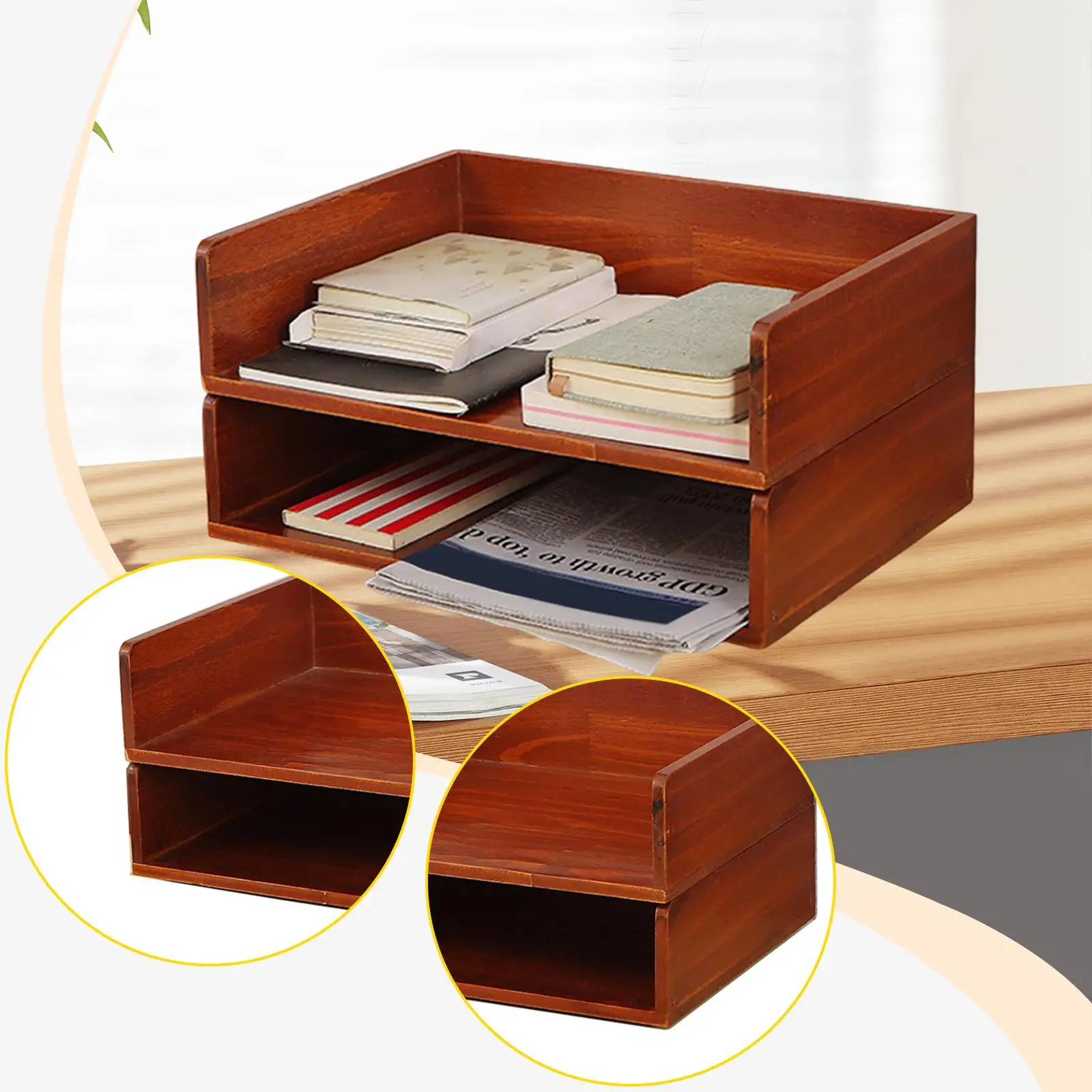 Desk Letter Trays Desk Organizer Wood for Desk Accessories Home Office files