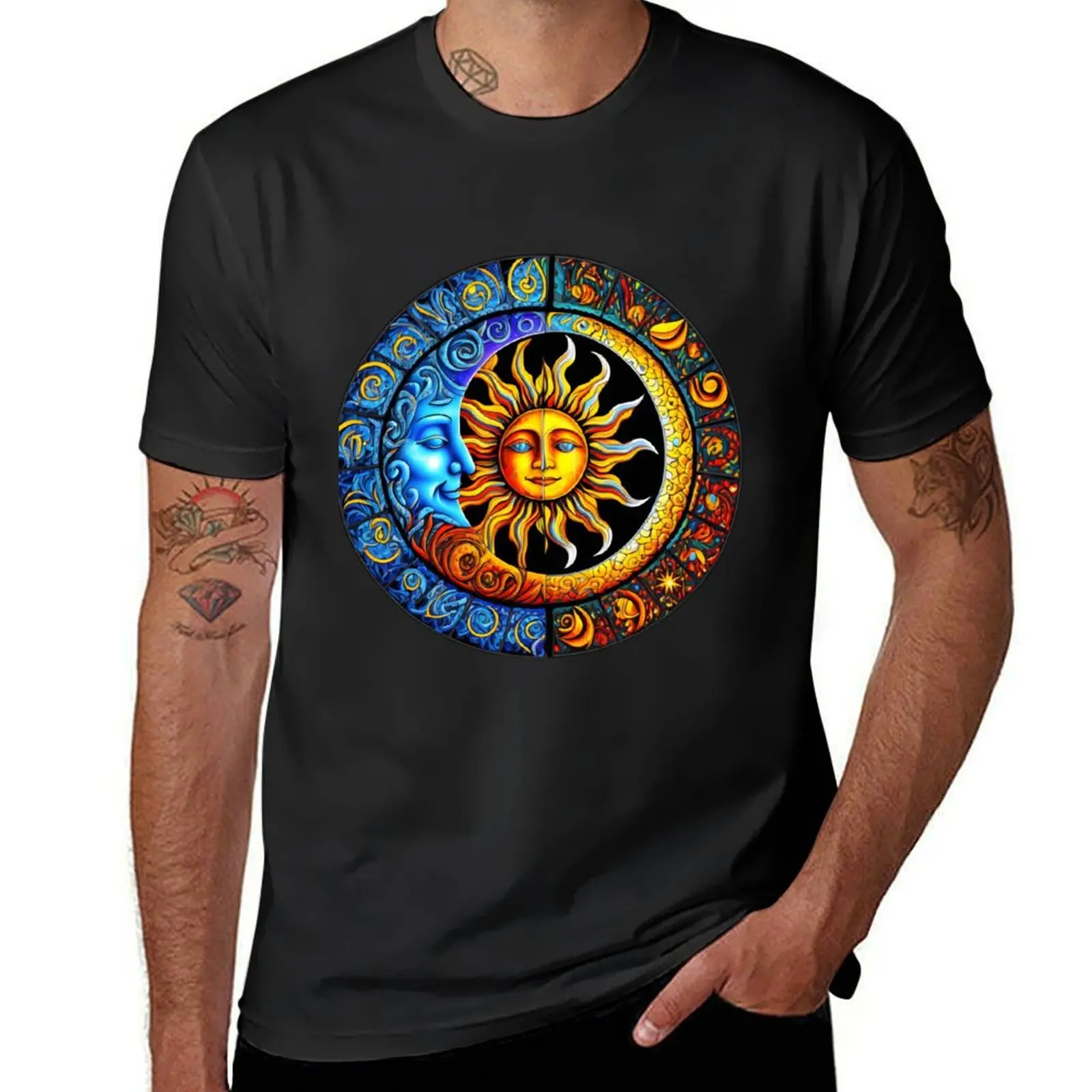 

Celestial Mosaic Sun/Moon T-Shirt anime clothes new edition oversizeds men clothings