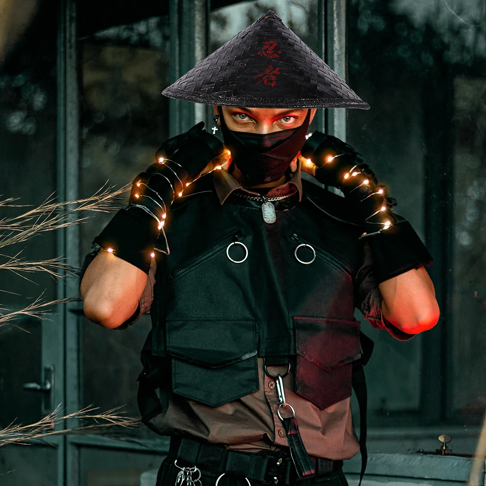 

2Pcs Ninja Bamboo Hat Decorative Woven Party Cosplay Sun Hat Asian Rain Cone Prop Home Supplies