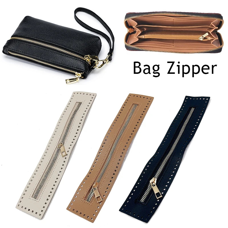 27cm PU Leather Metal Zipper For Women Crochet Handmade Handbag Sewing Bag Practical Hardware Replaceable Bag Part Accessories