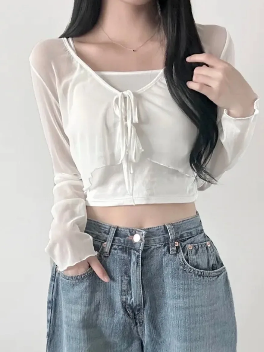 

Korean Sle Me Sun Protection Cover up Women's Open Cardigan Thin Design Sensation See tough ort Outerwear Trendy