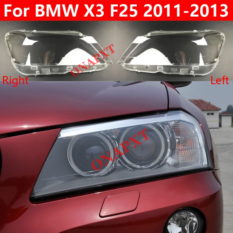 

For BMW X3 F25 2011-2013 Transparent Lampshade Lamp Shell Front Car Glass Lens Case Headlamp Caps Headlight Cover