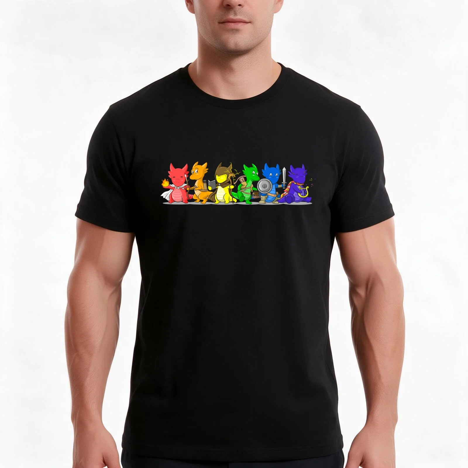Dragon Pride Adventurers T-Shirt, Summer Casual Cotton Tee, Oversized Streetwear Tops, Vintage Graphic Print, Unisex Men Women