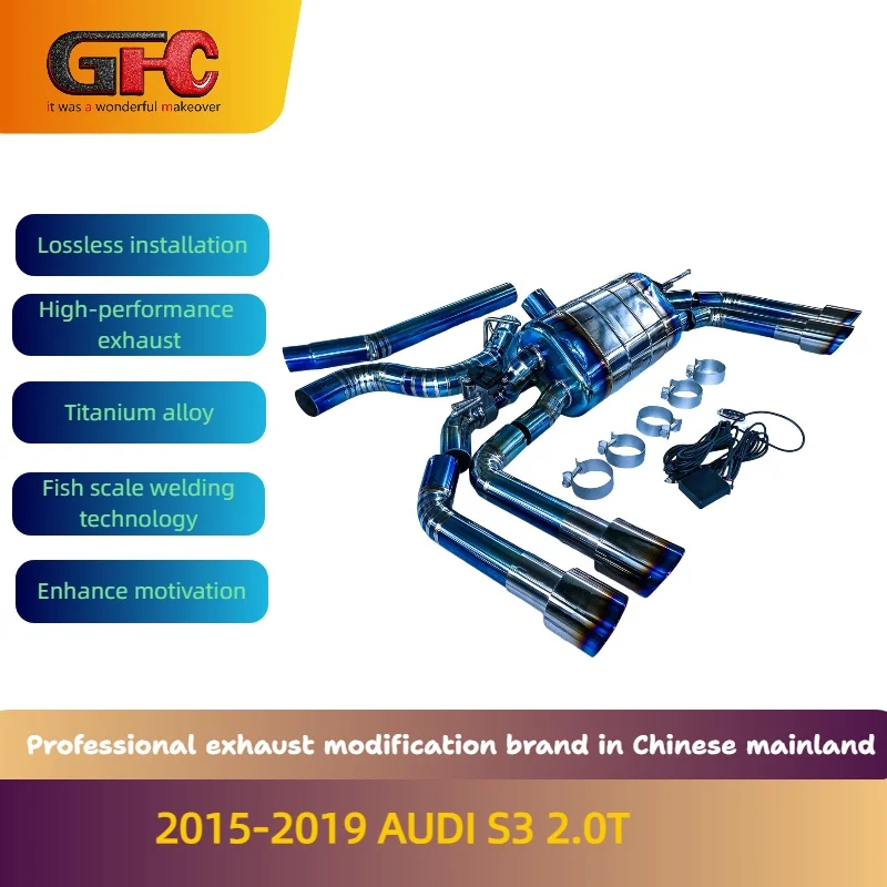 

GFC brand for the 2015-2019 AUDI S3 2.0T titanium alloy catback high-performance variable valve exhaust with muffler and tips
