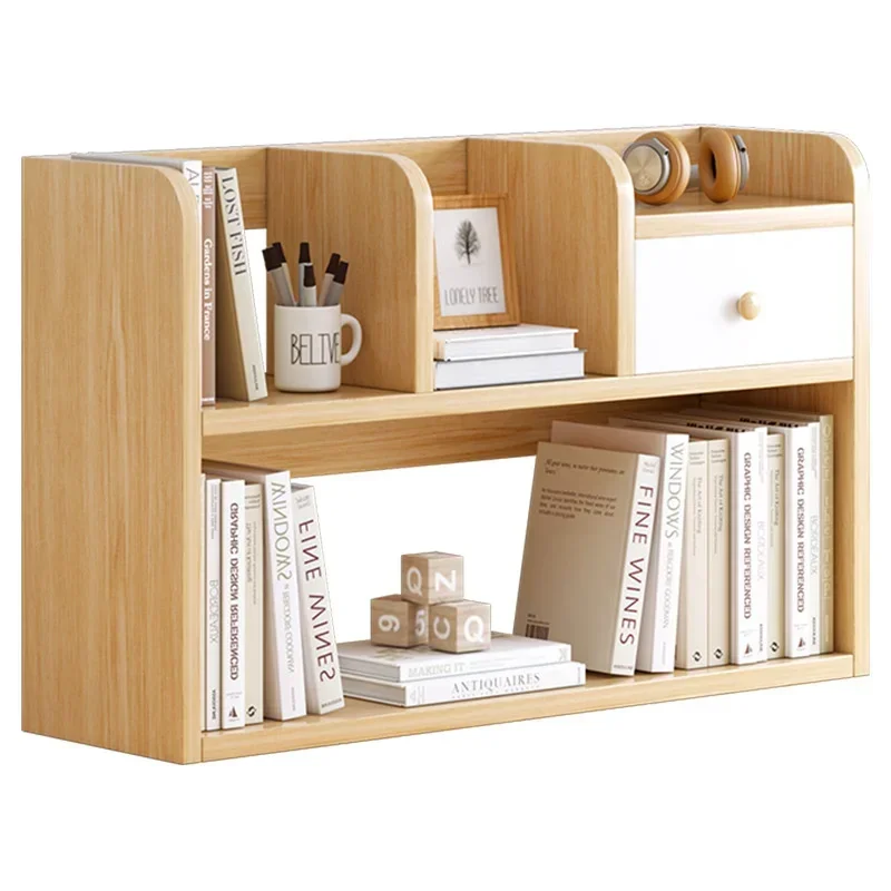 

Offer Multilayer Desktop Book Shelves Partitioned Room Storage with Drawer Design Stable Load-bearing Bookcase for Organized