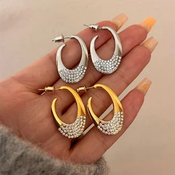 Europe and America New Simple Geometric Rhinestone Arc-shaped Earrings for Women Lady Trend Retro Jewelry Accessories