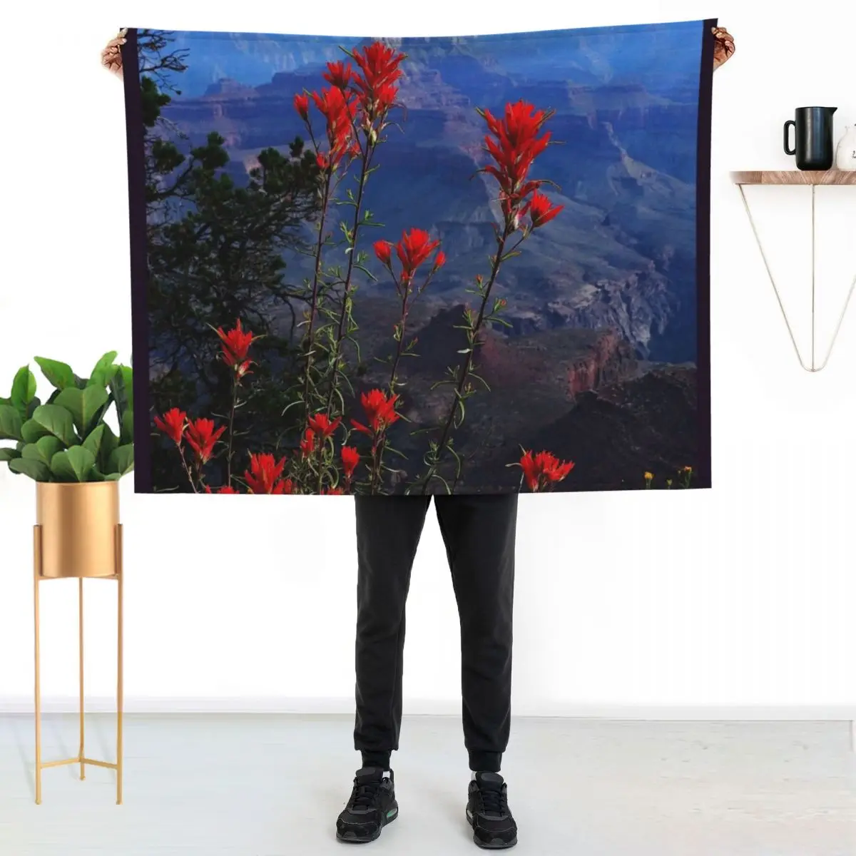 Desert Paintbrush Wildflowers Grand Canyon Arizona Throw Blanket Bed linens Multi-Purpose decorative Cute Blankets