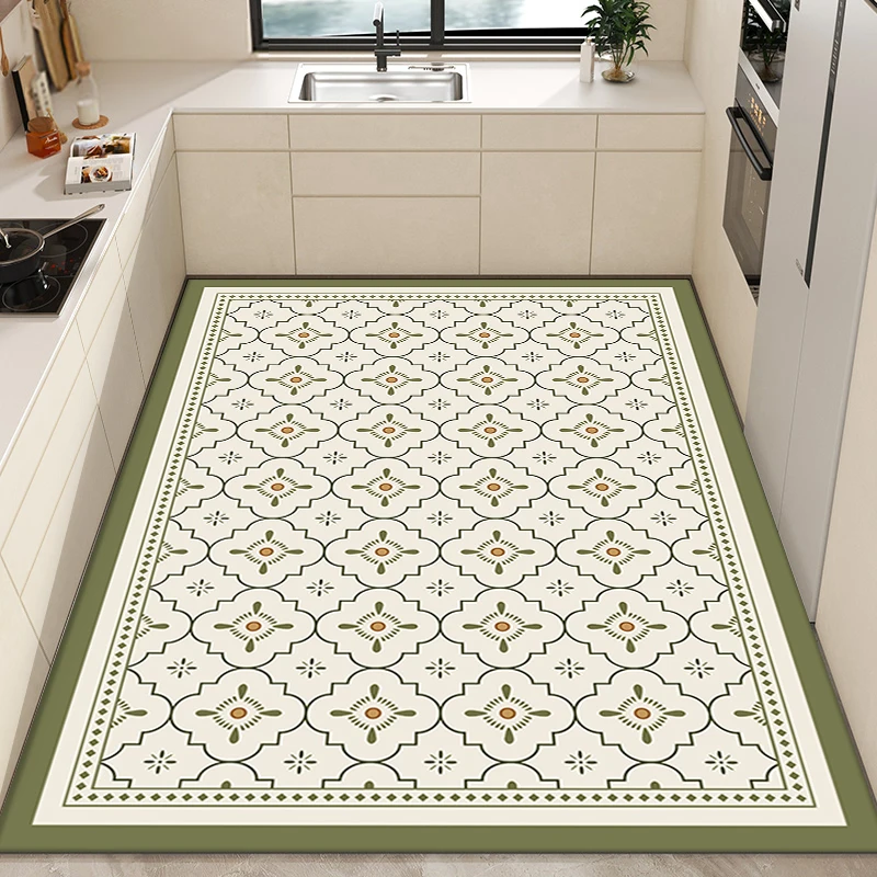 PVC Wipeable Balcony Mat Non-slip Oil-proof Kitchen Rug Refreshing Carpets for Living Room Anti-dirty Leather Rugs for Bedroom