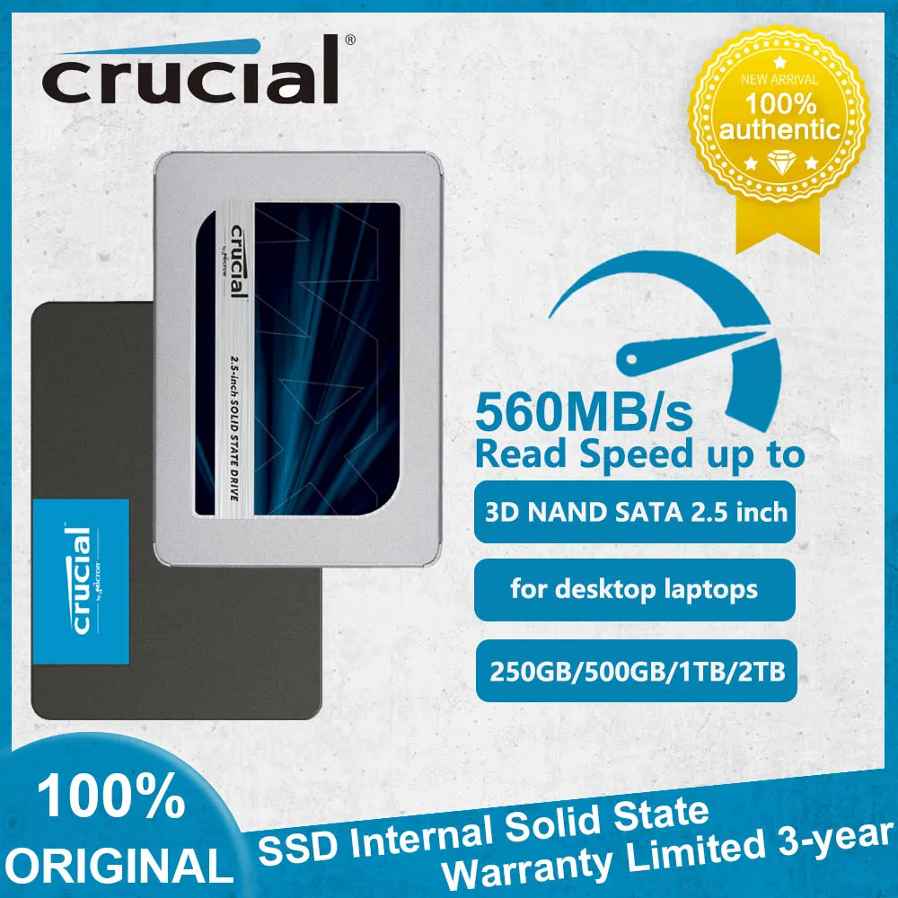 NEW Crucial MX500 BX500 SSD Internal Solid State Drive 250GB 500G 1TB 2TB 4TB 2.5 SATA3 SSD for Dell Lenovo Asus Laptop Desktop