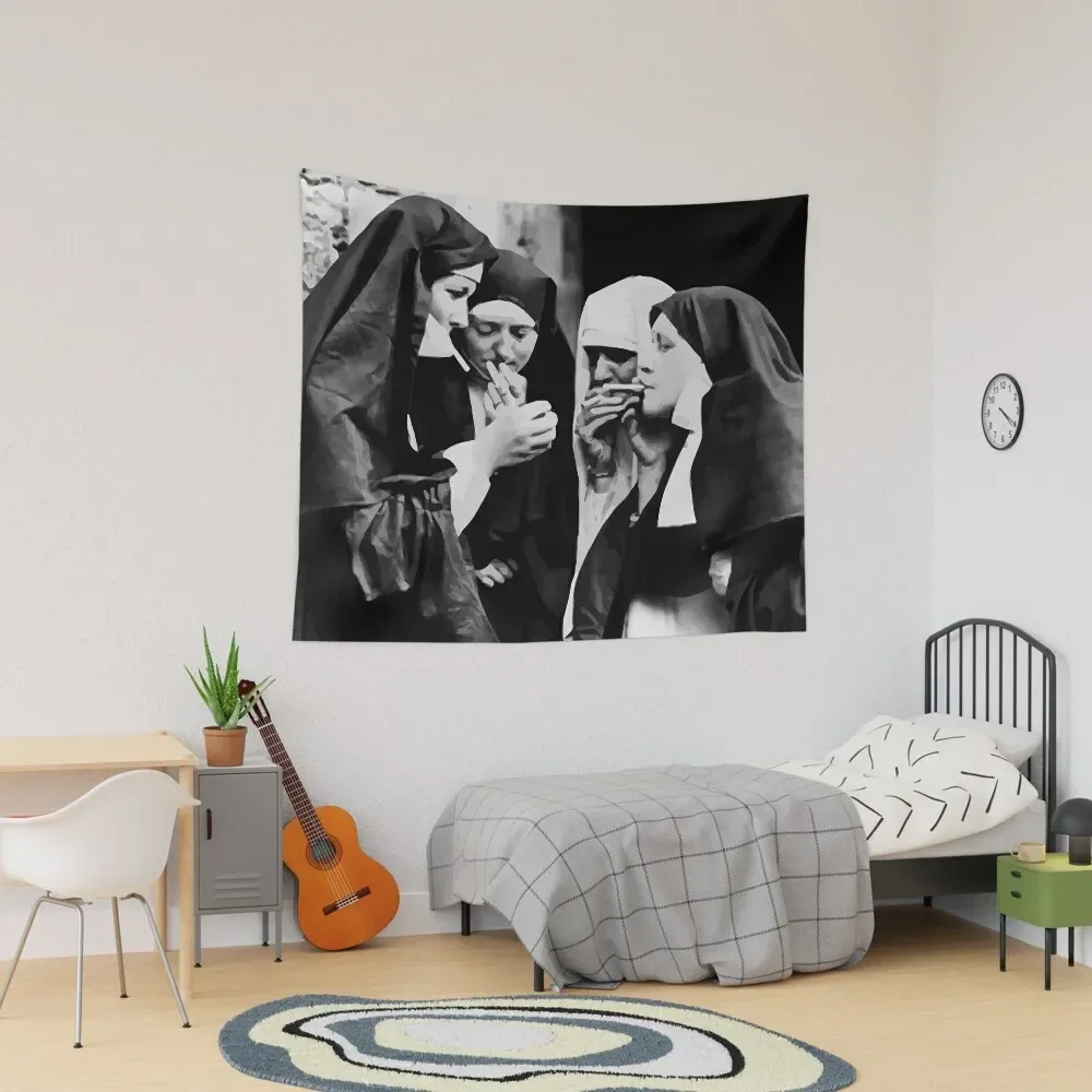 

Nuns Smoking Tapestry Home Decorators Aesthetic Room Decoration Tapestry