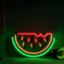 Watermelon Neon Sign USB Operated Acrylic LED Neon Light Fruit Art Decorative LED Light Signs for Kids Home Bar Birthday Party