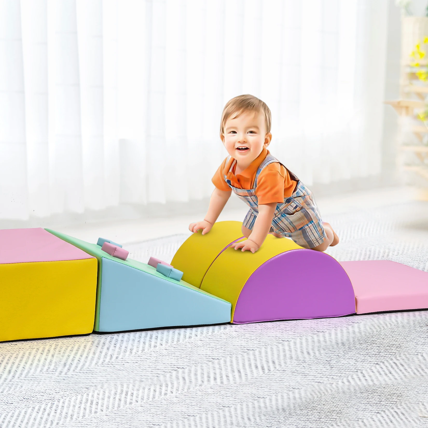 Foam Climbing Blocks for Toddlers and Preschoolers - Soft Climbing Indoor Set - Active Play Set for Climbing, Crawling 5PCS