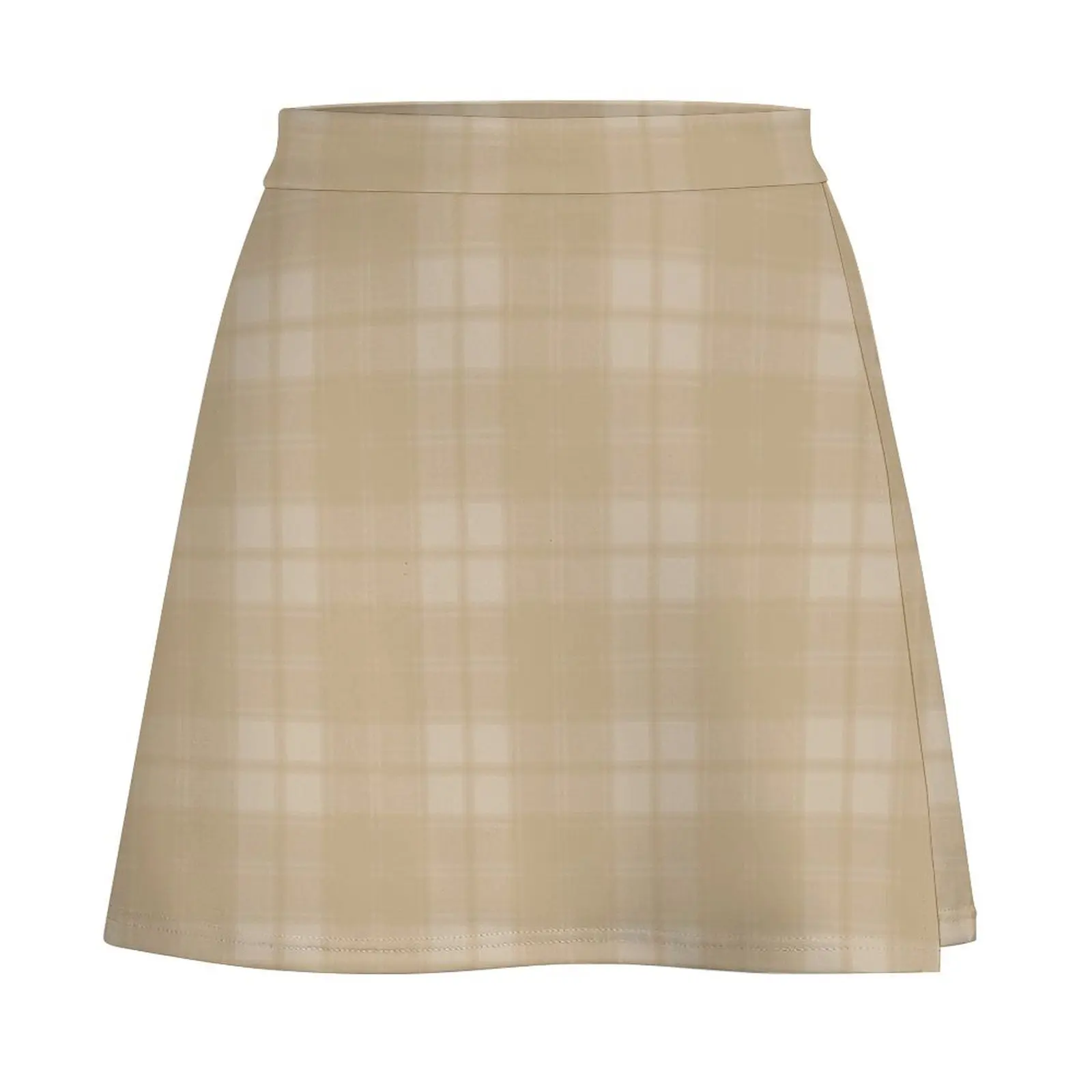 Almond Buff Tan Plaid Mini Skirt Dresses dress japanese style