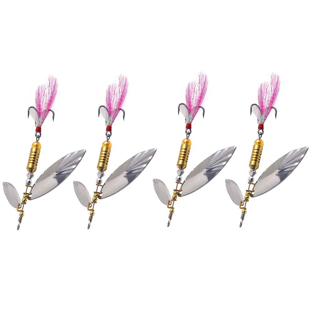 

4 pcs Fishing Baits Artificial Lures Long Tail Sequin Hooks Reusable Durable Alloy Material Colorful Design Suitable Different