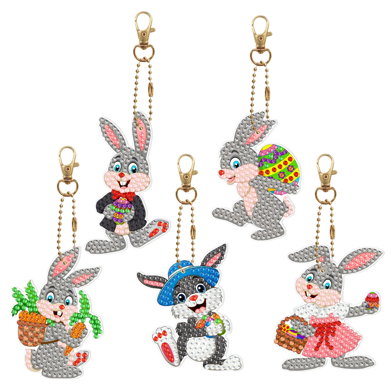 

Pokémon Easter Bunny Series 5-8Pcs Cartoon DIY Diamond Painting Keychain Kids Birthday Gift Cartoon Bag Pendant Souvenirs Cute