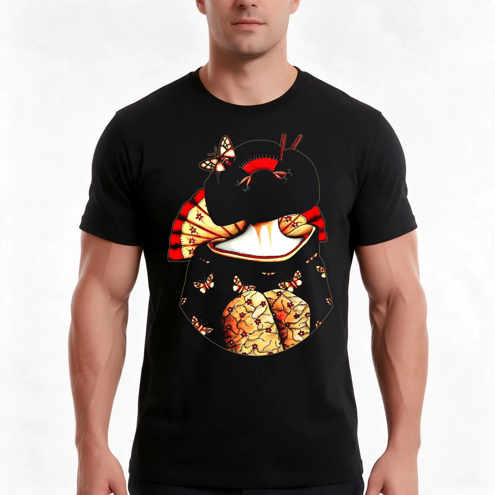 Geisha Girl TShirt T-Shirt Summer Casual Cotton Tee Oversized Streetwear Tops Vintage Graphic Print Loose Fit Short Sleeve