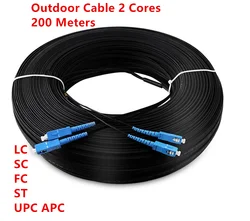 Outdoor Fiber Optic Drop Cable, FTTH, 3 Steel, 2 Cores, Fiber Optic Patchcord, Jumper with LC SC FC ST Connector, 200m