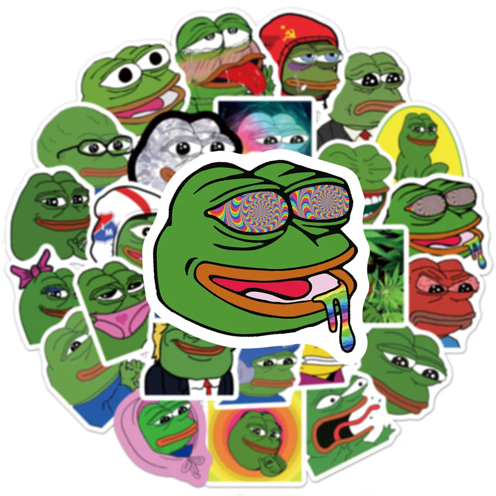 10/30/50PCS Spoof Pepe Sad Frog Cartoon Graffiti Stickers per Laptop frigorifero moto Skateboard Phone Sticker giocattoli per bambini