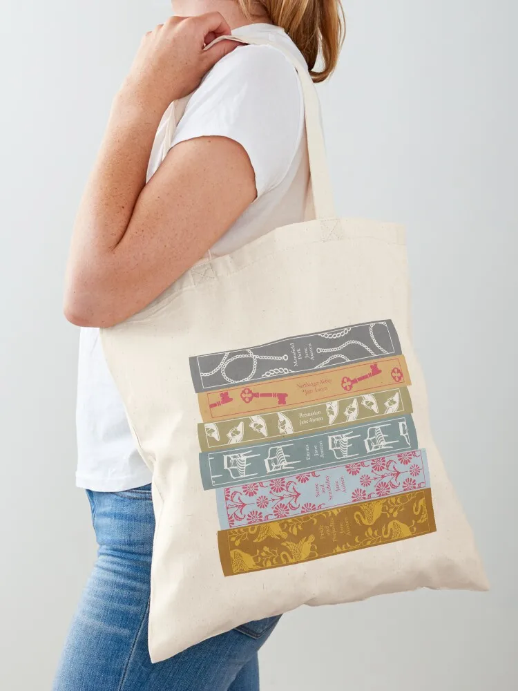 

Stack of Jane Austen Books Tote Bag Shopper bag Portable shopping bag canvas bags shopper women