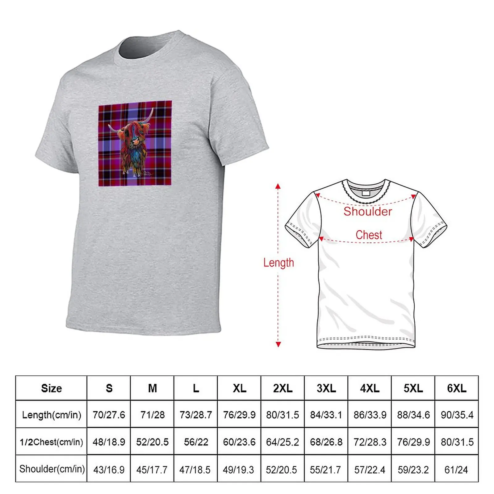 HiGHLaND CoW PRiNT SCoTTiSH ' TaRTaN BaBe P ' BY SHiRLeY MacARTHuR T-Shirt Short sleeve men workout shirt