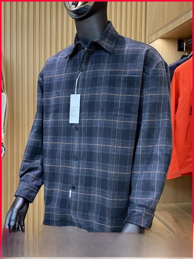 

Thiened повседневная клетчатая фланелевая ткань для мужчин, осень-зима, Новое поступление, подставка, длинная застежка на пуговицы све