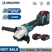 Drillpro 125MM Brushless Angle Grinder Cordless Lithium-Ion Battery Machine Wood Cutting Disc for Makita 18V Battery Power Tools