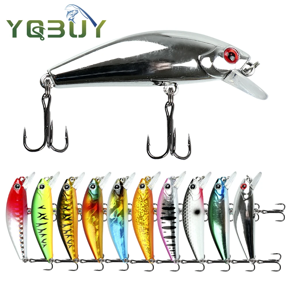 

Fishing Lure Sinking Minnow 6.5g/5cm Killer Sebarau Peacock 3D Eyes Laser Bait With 2 Trible Hook