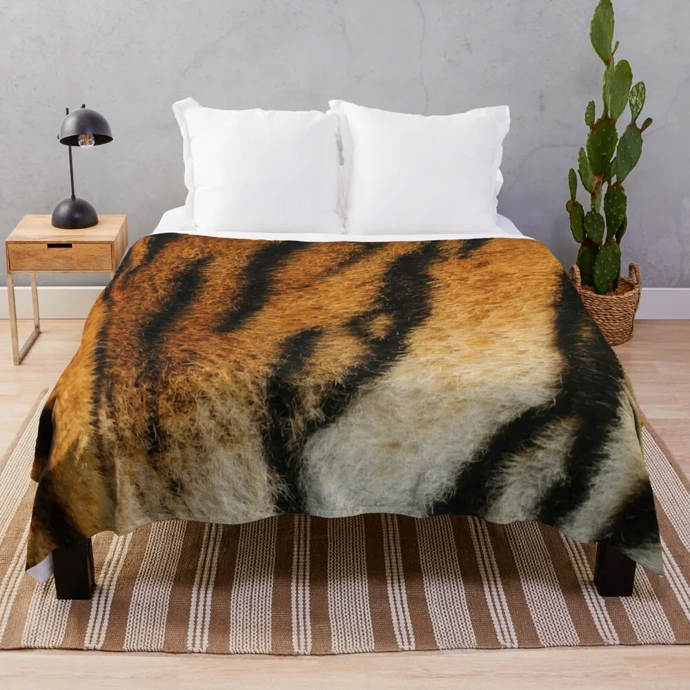 New Tiger skin | Black Orange Tiger Textured | black wave fur Throw Blanket Plaid Decorative Sofas Fashion Sofas Blankets