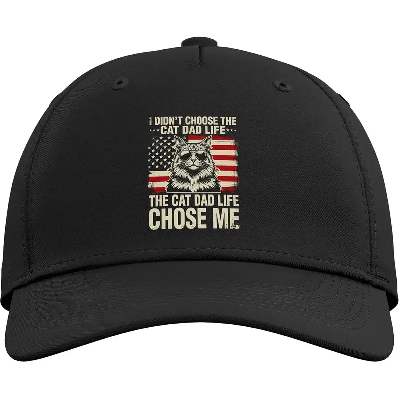 I Didnt Choose The Cat Dad Life American Flag Adjustable Baseball Hat
