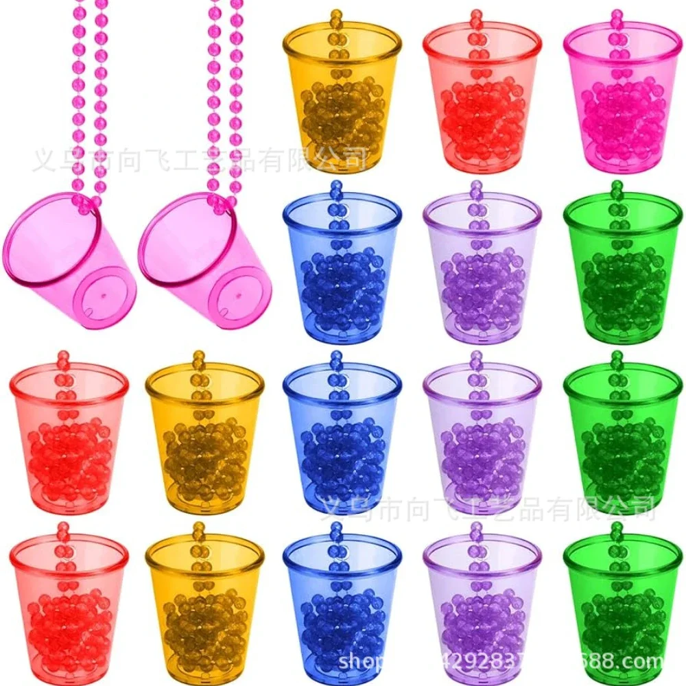 Shot Glasses Necklace Cups Bachelorette Bride Party  Plastic Shot Glass on Beaded Necklace for Birthday Wedding Party New 6Color