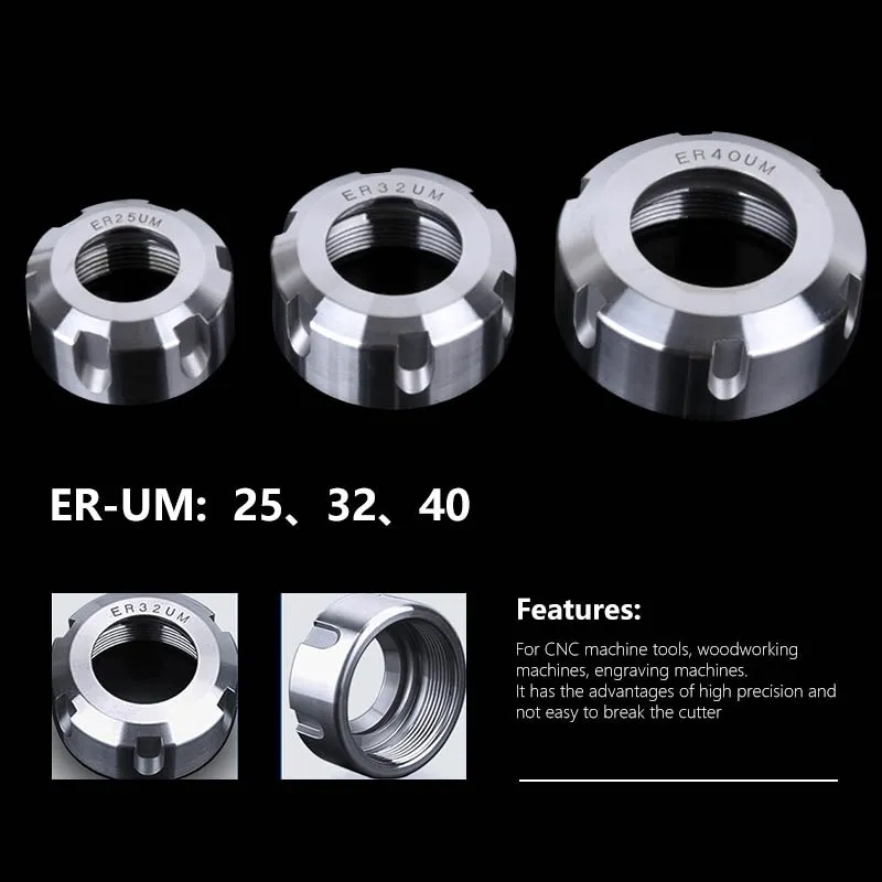 XCAN 1pc ER8/ER11/ER16/ER20 /ER25/ER32/ER40 A/M/UM Type ER Collet Chuck Nut For CNC Lathe Milling Cutter Router Bit Holder