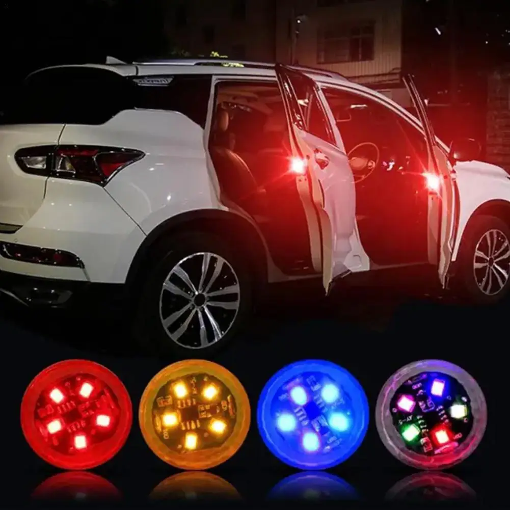 4pcs Wireless Car Door LED Warning Lights 5 LED Roadside Auto Flashing Safety Signal Light  for Cars SUV Anti Rear End Collision