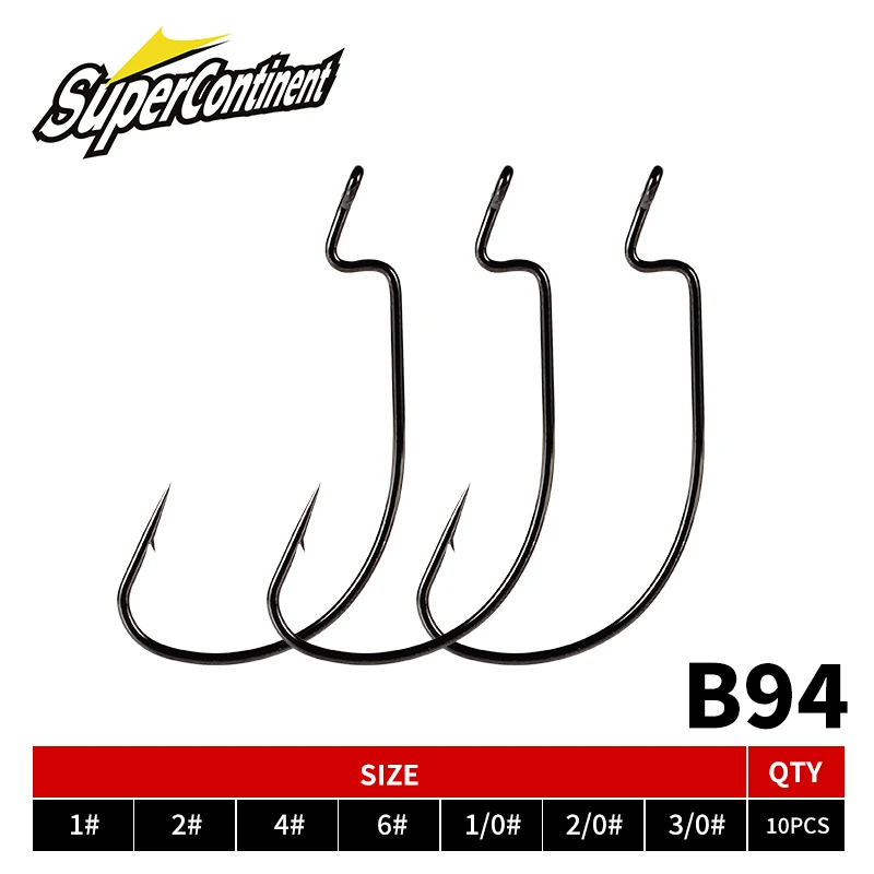 Supercontinente 10udsB94Anzuelo de pesca Offset 6 #   - 3/0 #   Anzuelo de manivela para cebo de gusano blando, anzuelo, accesorios de aparejos de pesca - imagen 4