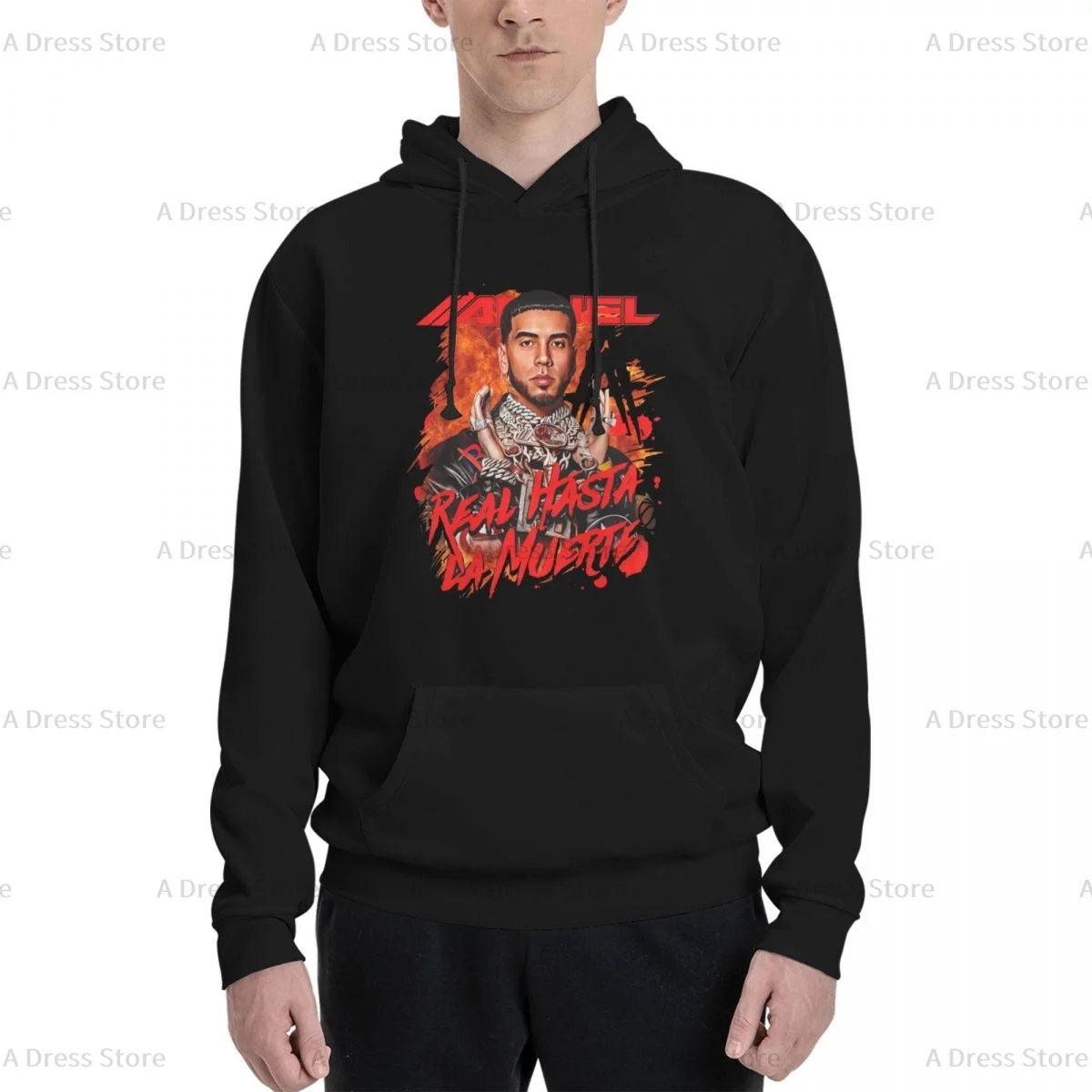 Vintage Rapper Anuel AA Polyester Two sided Hot stamping printing Men's Sweater,Unisex Vintage Pullover Hooded