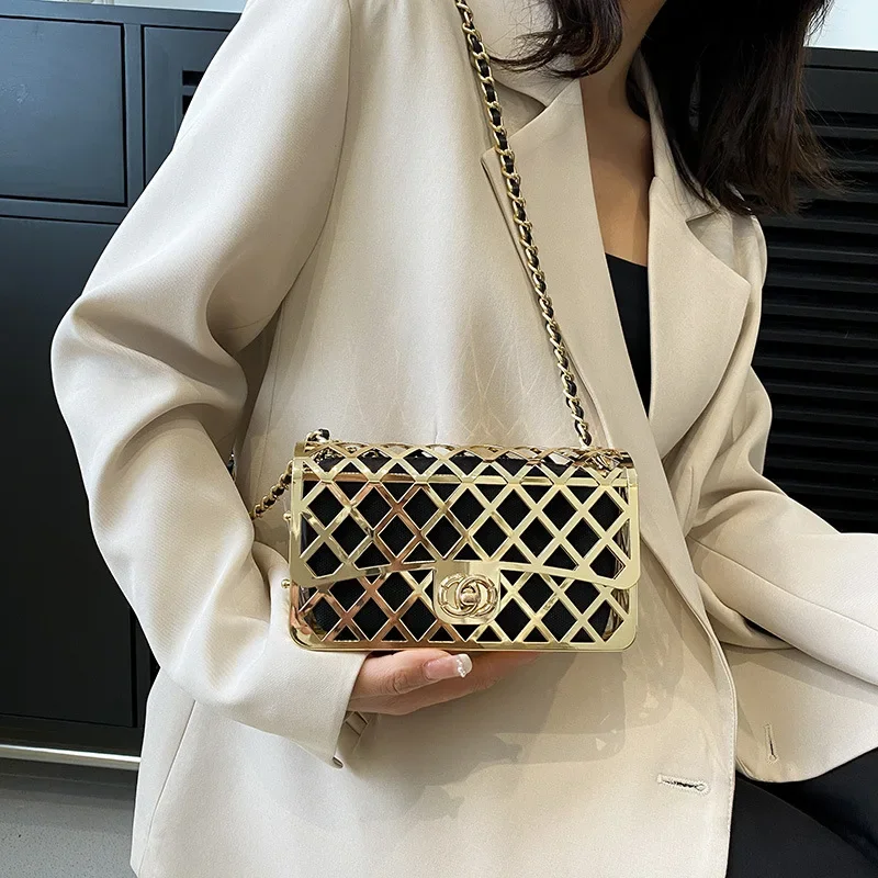 2023 Women‘s Fashion Original Designer Hobo Knotted Bag Metal box Handbag Hot Summer Hollow Out Bags