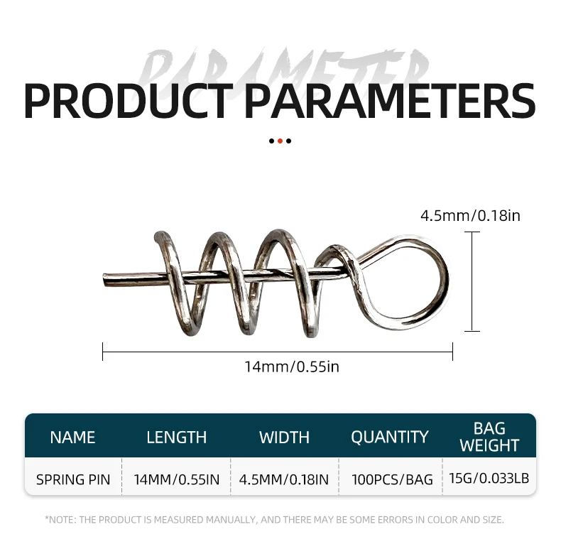 ShareShark 100 Stück Spring Lock Pin Angelverbinder Edelstahl Wirbelknöpfe für weiche Köder Angelzubehör Pesca – Detail 2